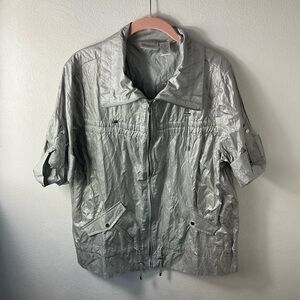 Chico’s Zenergy Meredith Grey Stripe Jacket Sz 2 (L)